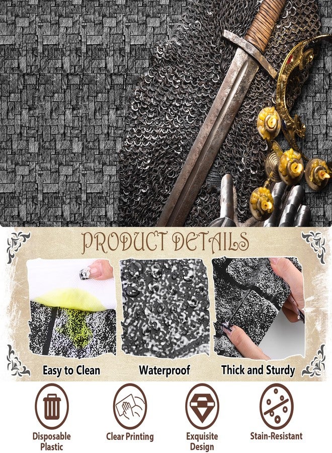 Kochorie 200 Ft X 54 Inch Stone Wall Tablecloth Roll with Cutter Box Disposable Plastic Stone Table Cover Medieval Stone Brick Table Cloth Dirt Floor Wall Backdrops for Farm Wedding Birthday Party - Image 3