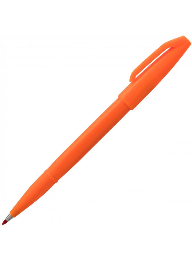 Pentel قلم بينتل ساين قلم ذو رأس ألياف، حبر برتقالي، علبة من 12 (S520-F) - Image 2