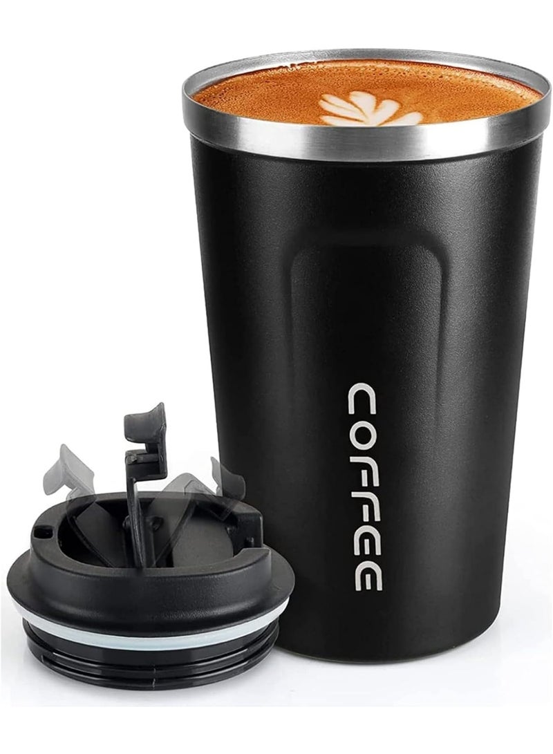 HZYH Coffee Mug 12oz - Insulated Coffee Travel Mug Spill Proof with Leakproof Lid Vacuum Stainless Steel Thermos Coffee Tumblers to GO, Reusable Coffee Cup for Men and Women for Hot & Cold Drinks (Black) - Image 1