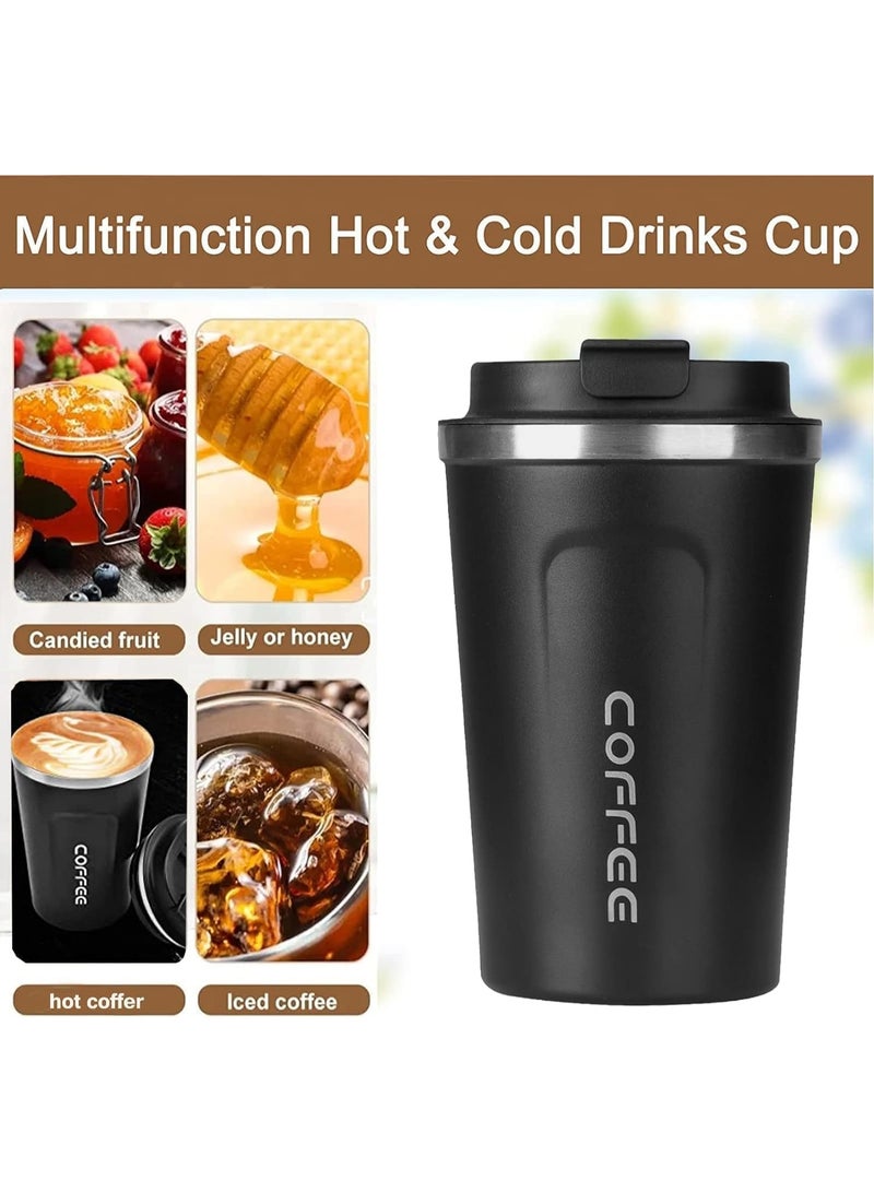 HZYH Coffee Mug 12oz - Insulated Coffee Travel Mug Spill Proof with Leakproof Lid Vacuum Stainless Steel Thermos Coffee Tumblers to GO, Reusable Coffee Cup for Men and Women for Hot & Cold Drinks (Black) - Image 4