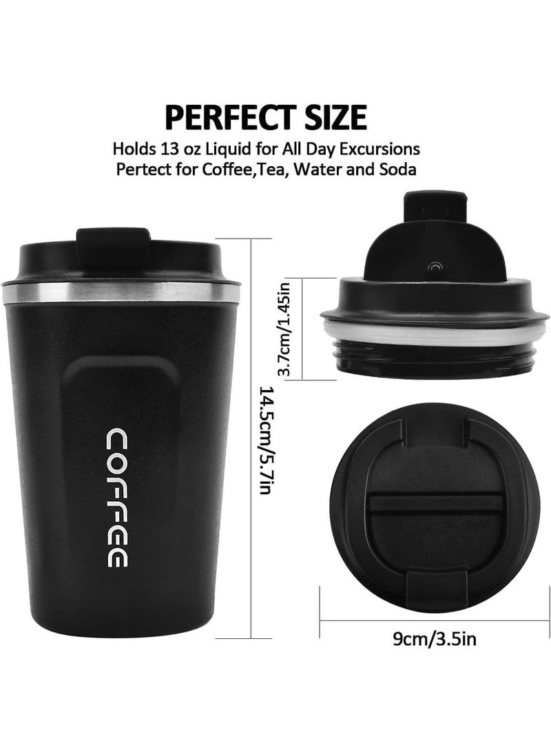 HZYH Coffee Mug 12oz - Insulated Coffee Travel Mug Spill Proof with Leakproof Lid Vacuum Stainless Steel Thermos Coffee Tumblers to GO, Reusable Coffee Cup for Men and Women for Hot & Cold Drinks (Black) - Image 2