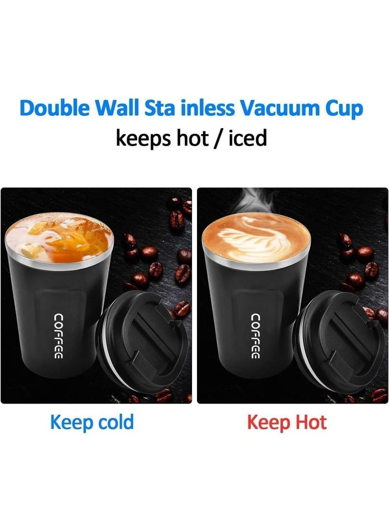 HZYH Coffee Mug 12oz - Insulated Coffee Travel Mug Spill Proof with Leakproof Lid Vacuum Stainless Steel Thermos Coffee Tumblers to GO, Reusable Coffee Cup for Men and Women for Hot & Cold Drinks (Black) - Image 3