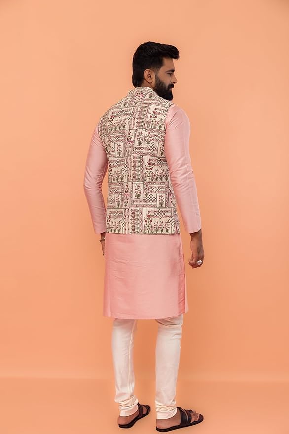 KISAH Nehru Jacket for Men – Printed Cotton Blend Modi Jacket | Ethnic & Formal Waist Coat for Weddings, Parties & Office Wear - Image 5