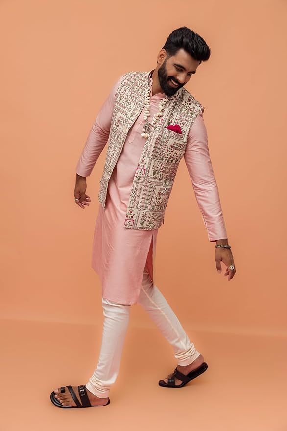 KISAH Nehru Jacket for Men – Printed Cotton Blend Modi Jacket | Ethnic & Formal Waist Coat for Weddings, Parties & Office Wear - Image 3