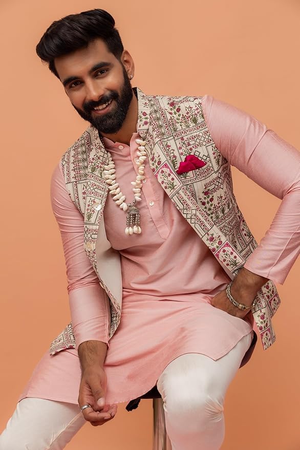KISAH Nehru Jacket for Men – Printed Cotton Blend Modi Jacket | Ethnic & Formal Waist Coat for Weddings, Parties & Office Wear - Image 2