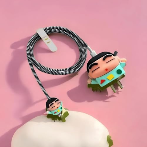 Cerlink Charger Cable Protectors for iPhone Chargers 18W 20W Type C, 3D Cute Protective Case Cover Cartoon Style Fully Charger & Adaptor Protection Set-1 (Sinchan) - Image 3