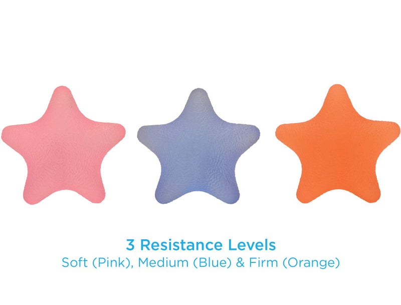 NOVA Hand Exerciser Star, Hand Grip Squeeze Star for Strength, Stress and Recovery, Comes in 3 Resistance Levels - Pink Soft, Orange Medium and Blue Firm - Image 2