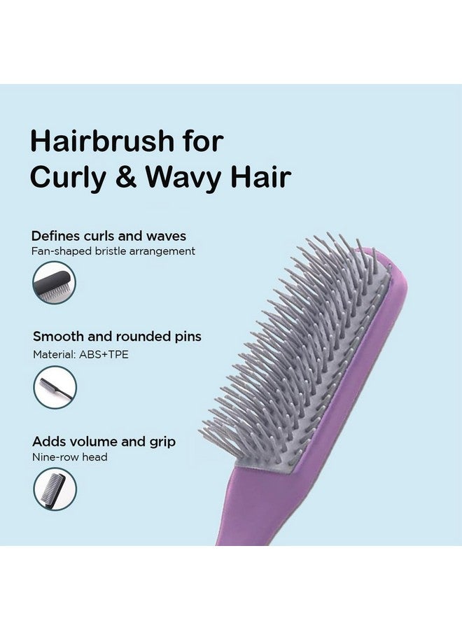Hearts Hair Brush | Flexible Bristles Brush | Hair Brush With Paddle | Straightens & Detangles Hair Brush | Suitable For All Hair Types | Hair Brush Styling Hair | Set Of 2 | Beige & Purple - Image 5