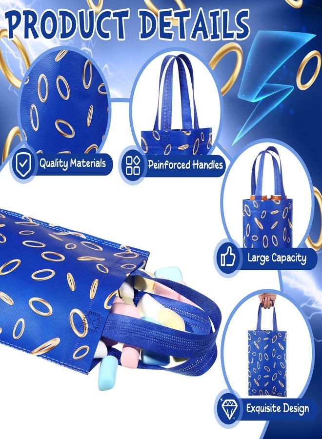 Dunzoom 20 Pcs 8 x 10inch Blue with Gold Ring Print Themed Goodie Bags Video Game Party Favor Candy Treat Non-woven Bags for Video Game Party Decorations and Birthday Supplies - Image 4