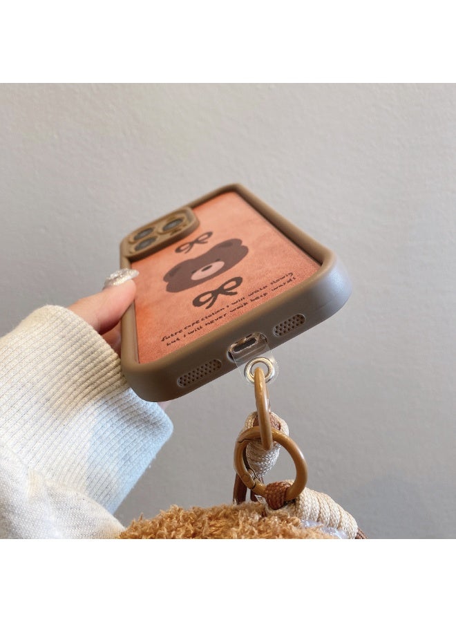 NIBEMINENT Lanyard Leopard Pattern Protective TPU Case Cover For iPhone 14 Pro Max, Bow Bear With Lanyard - Image 2