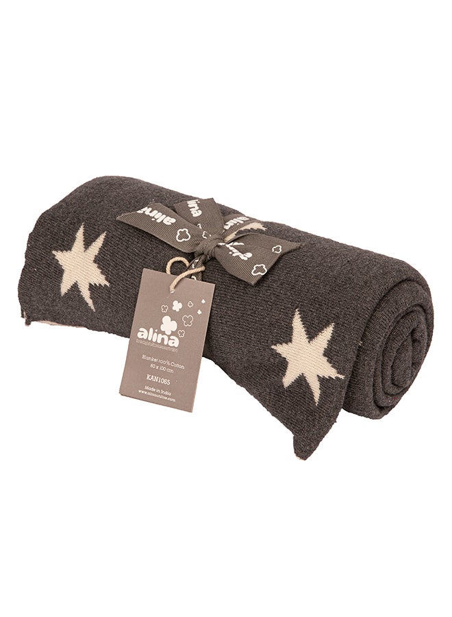 Alina Blanket 100% Cotton Knitted (Star Grey) - Image 2