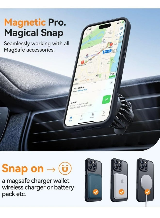 iPhone 16 Pro MagSafe Case Magnetic Back Cover Premium Matte Touch Full Shockproof Protection Skin Friendly Coating Translucent Matte Back Slim Phone Cover with Strong Magnet for Apple 16 Pro Black color phone case - Image 5