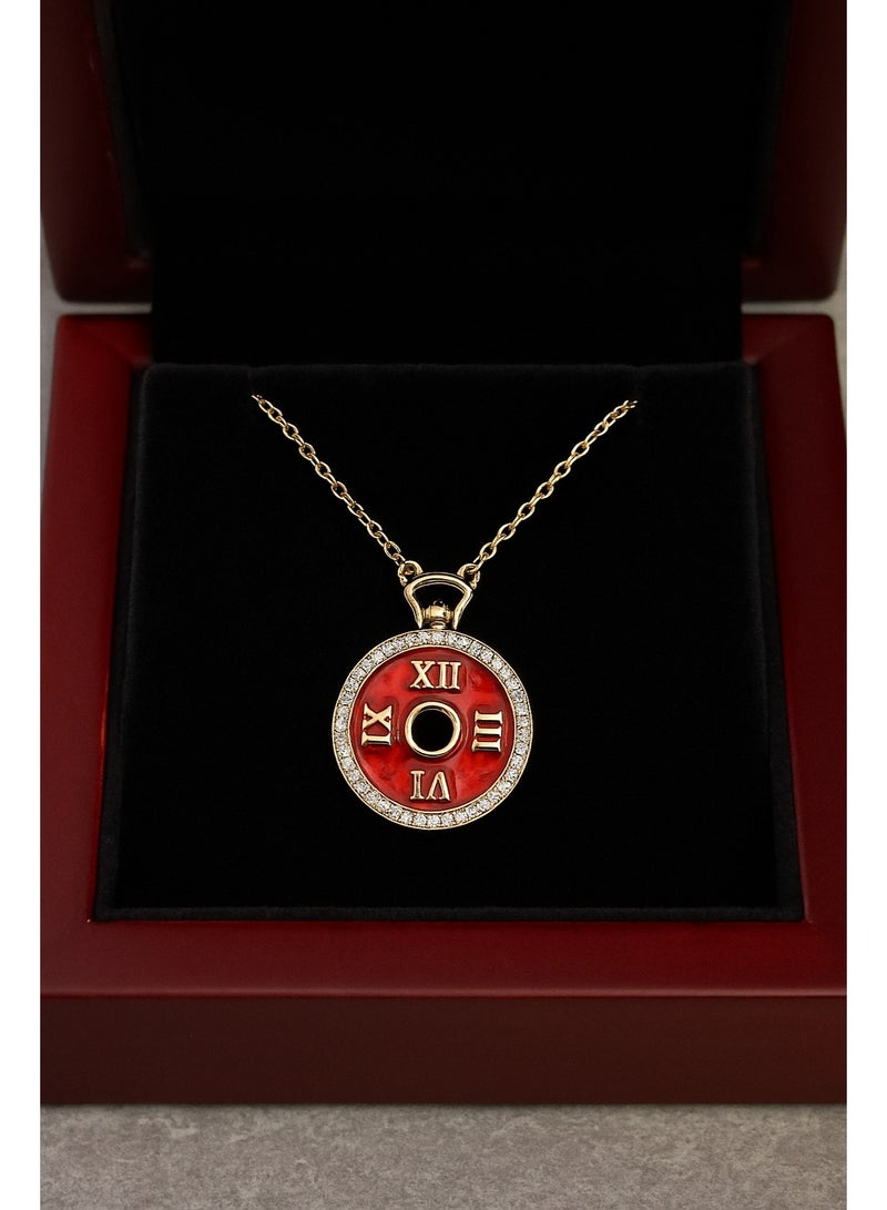 3Diamonds Roman Clock-Inspired Gold-Plated Pendant Necklace – Elegant Time Charm by 3Diamonds  - Image 2