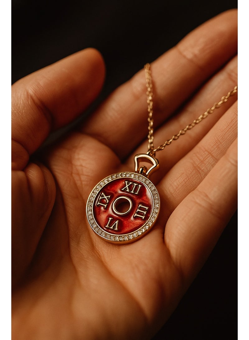 3Diamonds Roman Clock-Inspired Gold-Plated Pendant Necklace – Elegant Time Charm by 3Diamonds  - Image 4