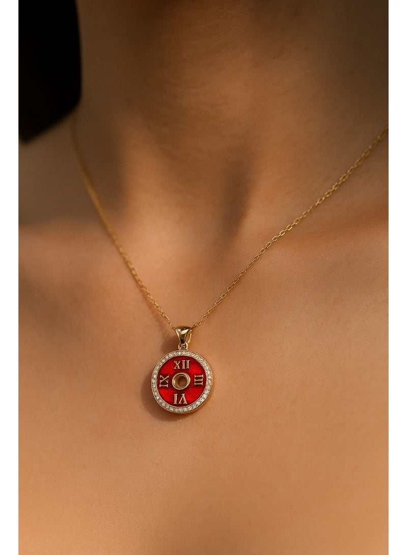 3Diamonds Roman Clock-Inspired Gold-Plated Pendant Necklace – Elegant Time Charm by 3Diamonds  - Image 5