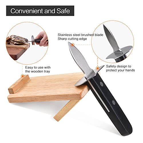 NEEDBUY Oyster Knife Shucker Set Oyster Shucking Knife with Wooden holder Oyster Shucking Clamp Seafood Tools - Image 5