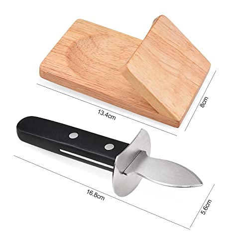 NEEDBUY Oyster Knife Shucker Set Oyster Shucking Knife with Wooden holder Oyster Shucking Clamp Seafood Tools - Image 2