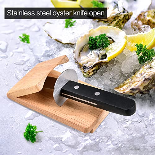 NEEDBUY Oyster Knife Shucker Set Oyster Shucking Knife with Wooden holder Oyster Shucking Clamp Seafood Tools - Image 3