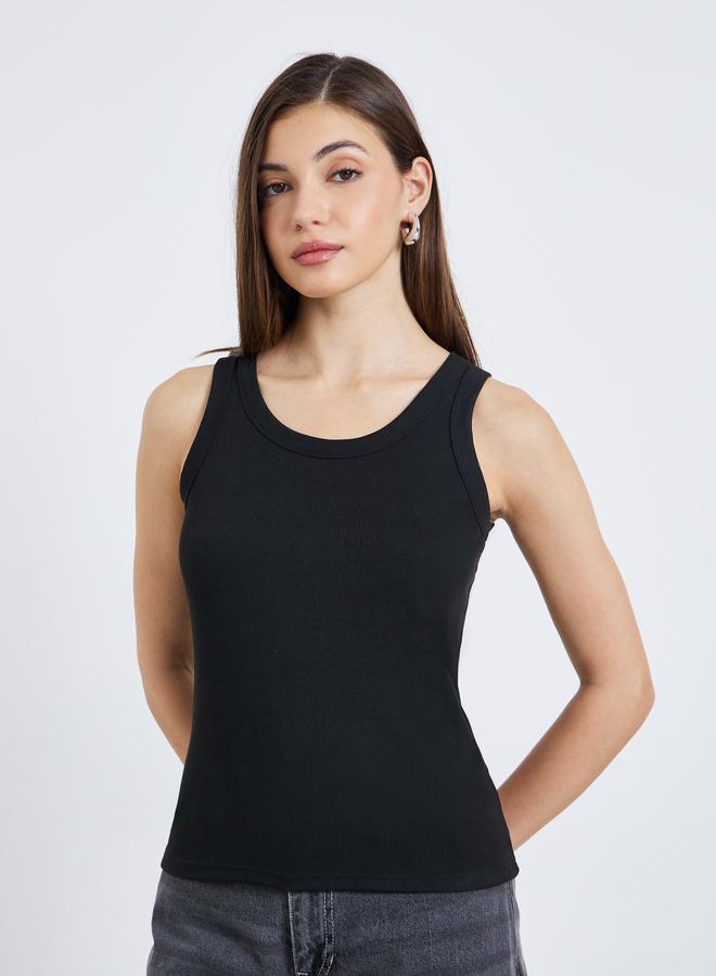 Styli Women Black Sleeveless Knit Tank Top - Image 1