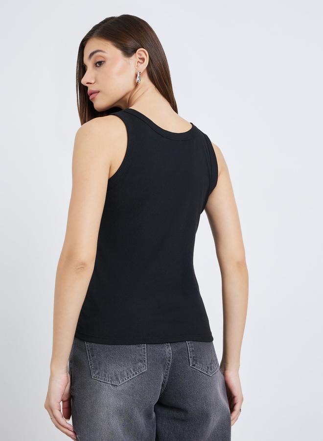 Styli Women Black Sleeveless Knit Tank Top - Image 4