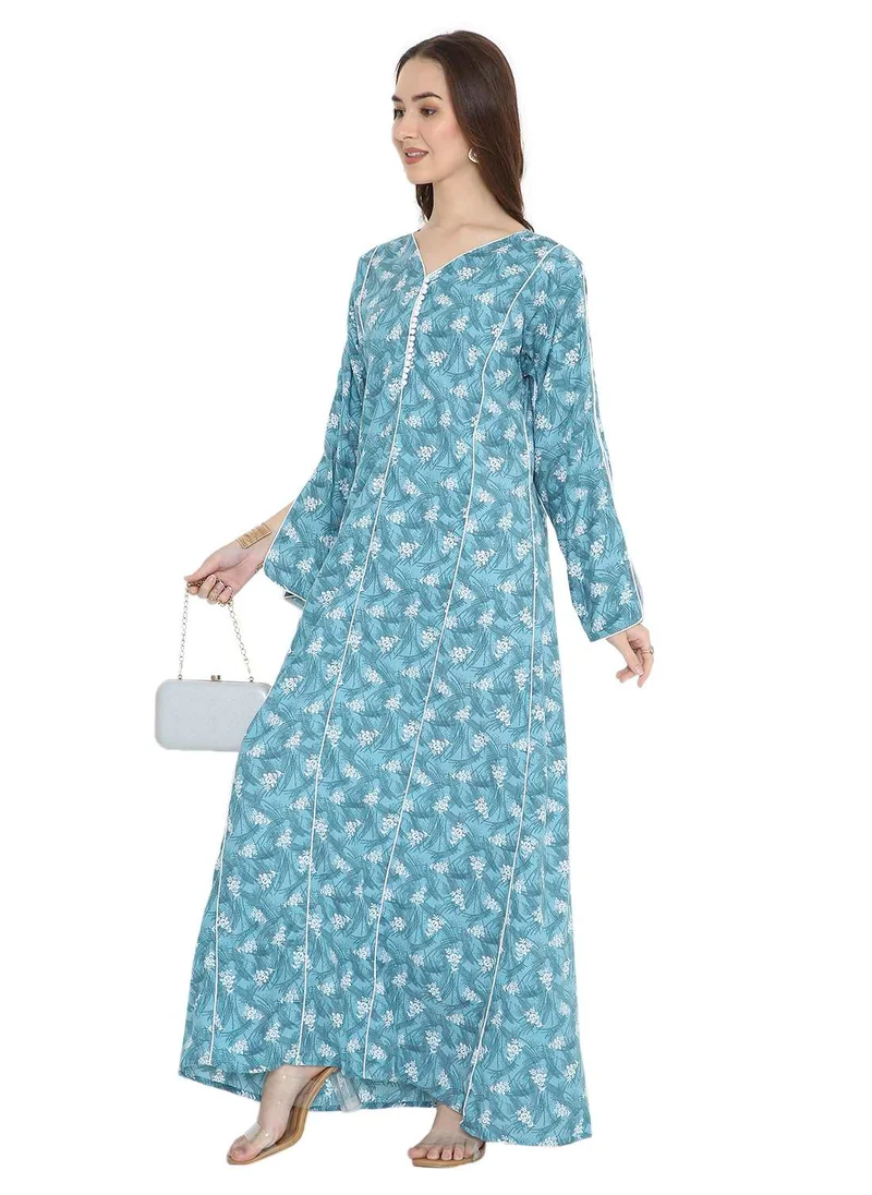 HANA & SARA UNIQUE PRINTED MODEST LONG SLEEVES ARABIC KAFTAN FARASHA JALABIYA DRESSES