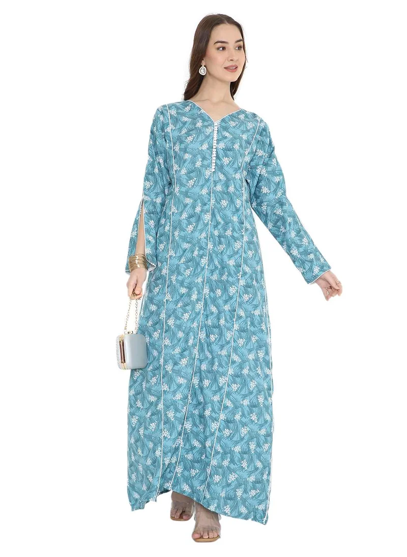 HANA & SARA UNIQUE PRINTED MODEST LONG SLEEVES ARABIC KAFTAN FARASHA JALABIYA DRESSES
