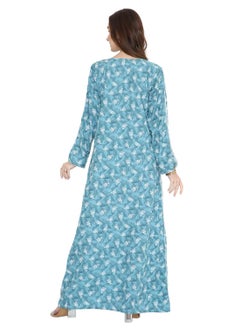 HANA & SARA UNIQUE PRINTED MODEST LONG SLEEVES ARABIC KAFTAN FARASHA JALABIYA DRESSES  - Image 2