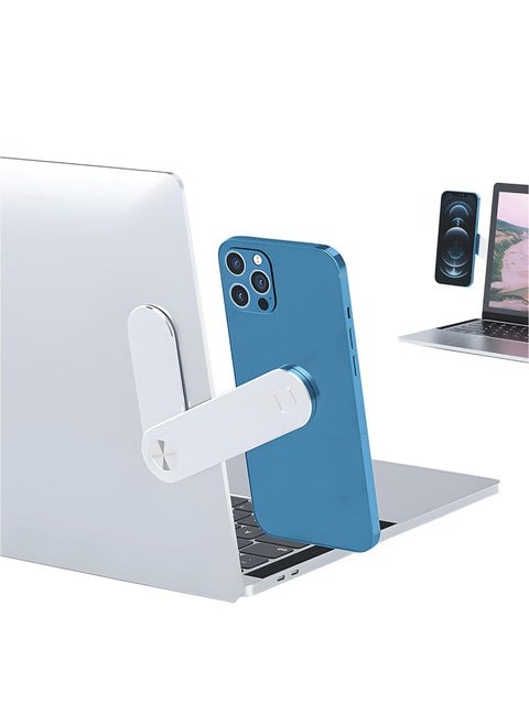 Magnetic Phone Holder For Laptop, Laptop Side Mount Clip, Adjustable Continuity Camera Mount, Slim Portable Computer Expansion Bracket for All Phone, Laptop, Mac Silver