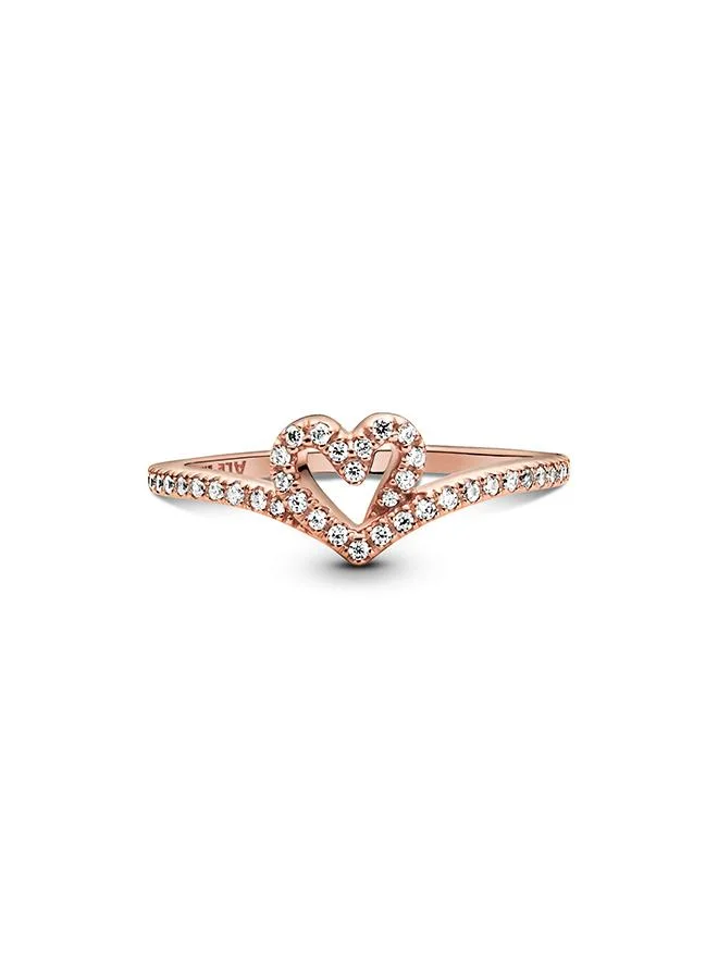 باندورا Sparkling Wishbone Heart Ring
