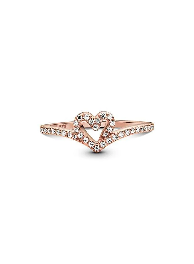 Sparkling Wishbone Heart Ring