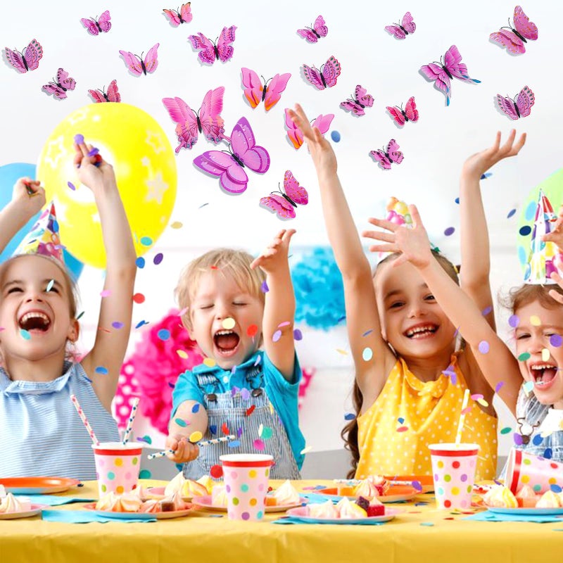 SAOROPEB 3D Butterfly Wall Decor  48 Pcs Double Layer Butterfly Decorations for Party Decorations Locker Decor Refrigerator Decal  Reusable (Pink) - Image 2