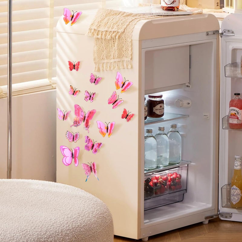 SAOROPEB 3D Butterfly Wall Decor  48 Pcs Double Layer Butterfly Decorations for Party Decorations Locker Decor Refrigerator Decal  Reusable (Pink) - Image 5
