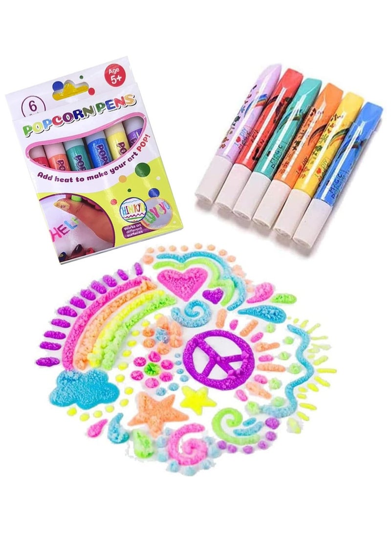 Soofam Magic Puffy Pens for Girls,Bubble Pen,Magic Popcorn Color Paint Pen,Print Bubble Pen Puffy 3D Art Safe Pen,Magic Colour DIY Bubble Popcorn Drawing Pens - Image 1