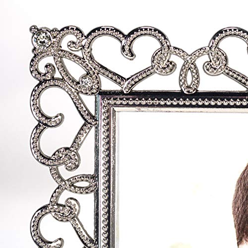 Malden International Designs Enchanted Hearts Pierced Silver with Jewels Picture Frame, 8x10, Silver - Image 3