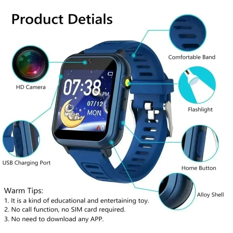 FUYUN Children's Wristwatch 24 Games Kids Smart Watch Music Play Pedometer Tracker Time Display Video Audio Record Torch Smartwatch, Pink 1814619 - Image 5