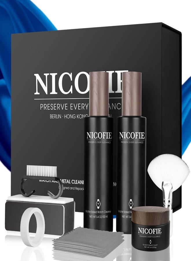 Nicofie Gold & Silver Steel Bracelet Watch Polishing Kit, Watch Cleaning Kit, Jewelry Cleaner for Metals, Crystals and Rubber - 1 x1.1oz Scratch Repair Cream, 2 x 3.4oz Cleaner, 3 x Microfiber Cloth - Image 2
