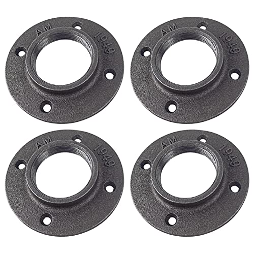 WiseWater 2" Floor Flanges 4Pcs, Malleable Cast Iron Pipe Flanges, Pipe Fittings with Threaded Hole for DIY Home Project/Furniture/Shelving Decoration And Industrial Vintage Decor (2 inch) - Image 1