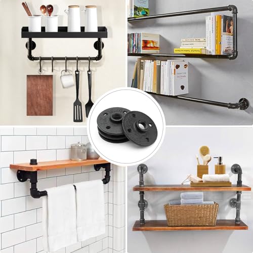 WiseWater 2" Floor Flanges 4Pcs, Malleable Cast Iron Pipe Flanges, Pipe Fittings with Threaded Hole for DIY Home Project/Furniture/Shelving Decoration And Industrial Vintage Decor (2 inch) - Image 4