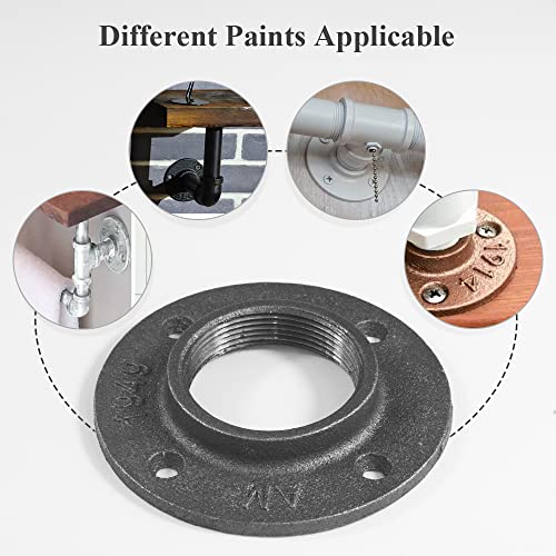 WiseWater 2" Floor Flanges 4Pcs, Malleable Cast Iron Pipe Flanges, Pipe Fittings with Threaded Hole for DIY Home Project/Furniture/Shelving Decoration And Industrial Vintage Decor (2 inch) - Image 5