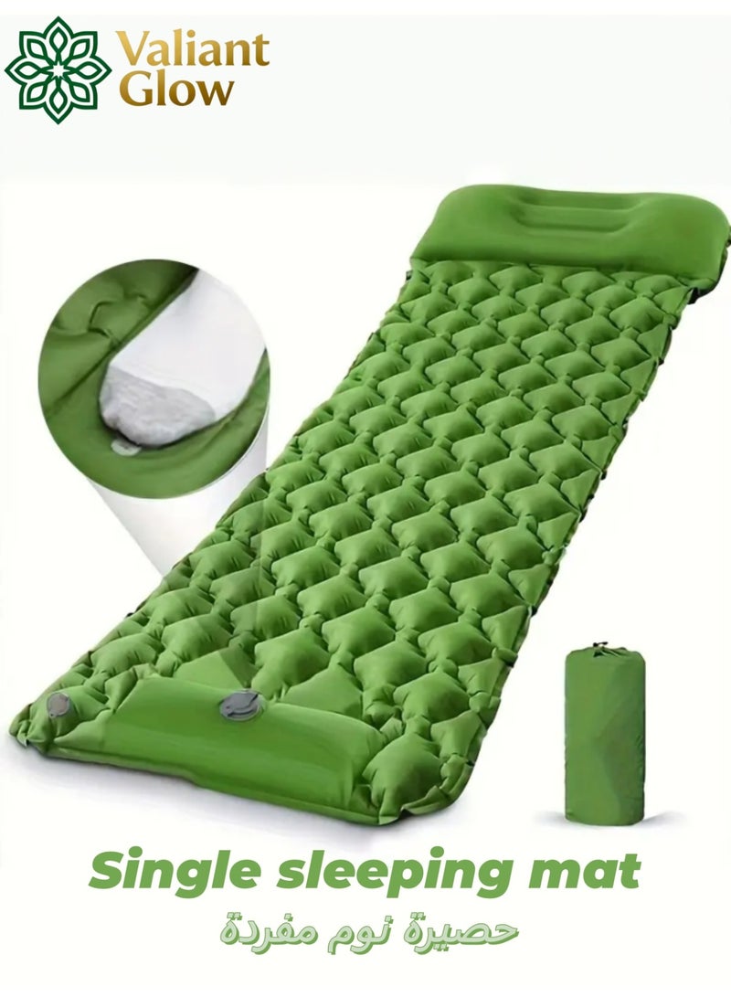 Valiant Glow Refuge sleeping mat|Single Camping Sleeping Mat | Ultralight camping mat | With pillow | Built-in foot pump | Inflatable sleeping mat |camping bed、camping mattress、camping mat、sleeping pad| Lightweight and portable | Suitable for camping | Backpacking | Hiking | Tent camping. - Image 1