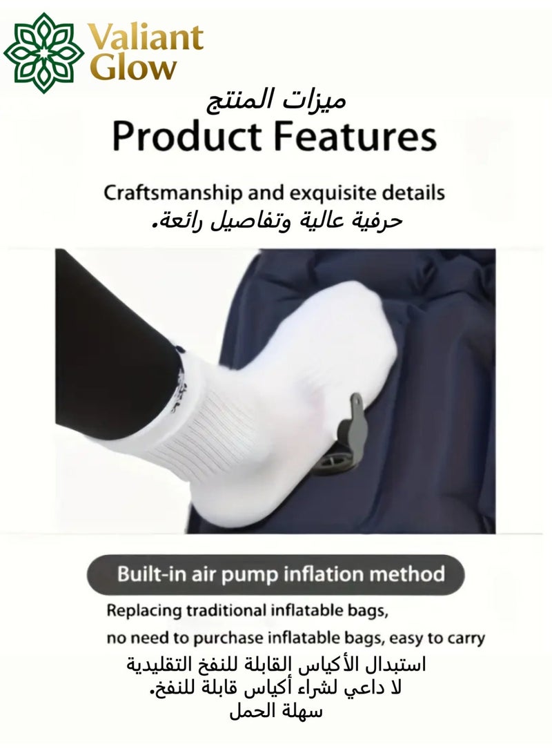 Valiant Glow Refuge sleeping mat|Single Camping Sleeping Mat | Ultralight camping mat | With pillow | Built-in foot pump | Inflatable sleeping mat |camping bed、camping mattress、camping mat、sleeping pad| Lightweight and portable | Suitable for camping | Backpacking | Hiking | Tent camping. - Image 3