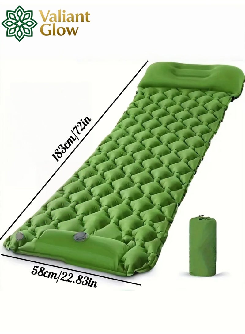 Valiant Glow Refuge sleeping mat|Single Camping Sleeping Mat | Ultralight camping mat | With pillow | Built-in foot pump | Inflatable sleeping mat |camping bed、camping mattress、camping mat、sleeping pad| Lightweight and portable | Suitable for camping | Backpacking | Hiking | Tent camping. - Image 2