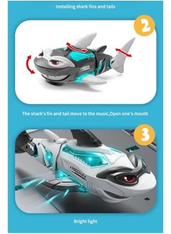 M MIAOYAN Electric shark toy with light, simulated shark interactive music toy, can automatically avoid obstacles, children's bathroom toys, swimming pool, the best birthday gift for children  - Image 4