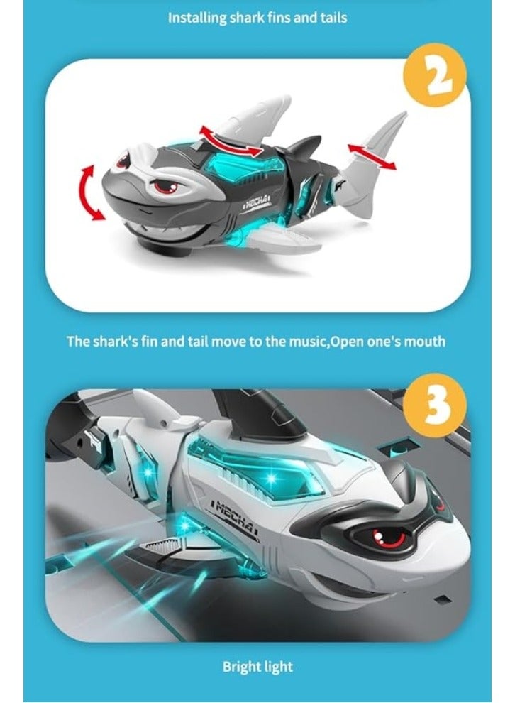 M MIAOYAN Electric shark toy with light, simulated shark interactive music toy, can automatically avoid obstacles, children's bathroom toys, swimming pool, the best birthday gift for children  - Image 4