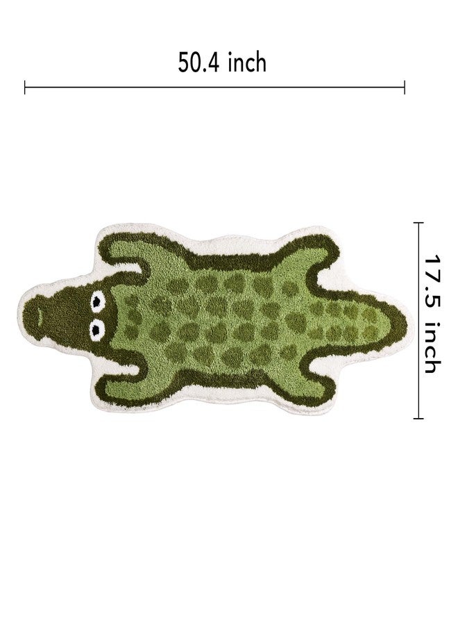 Panstar Crocodile Bath Mat for Bathroom, Cute Animal Bath Mats Non Slip Alligator Shaped Absorbent Bathtub Rug Bathroom Plush Shower Rugs - Image 3