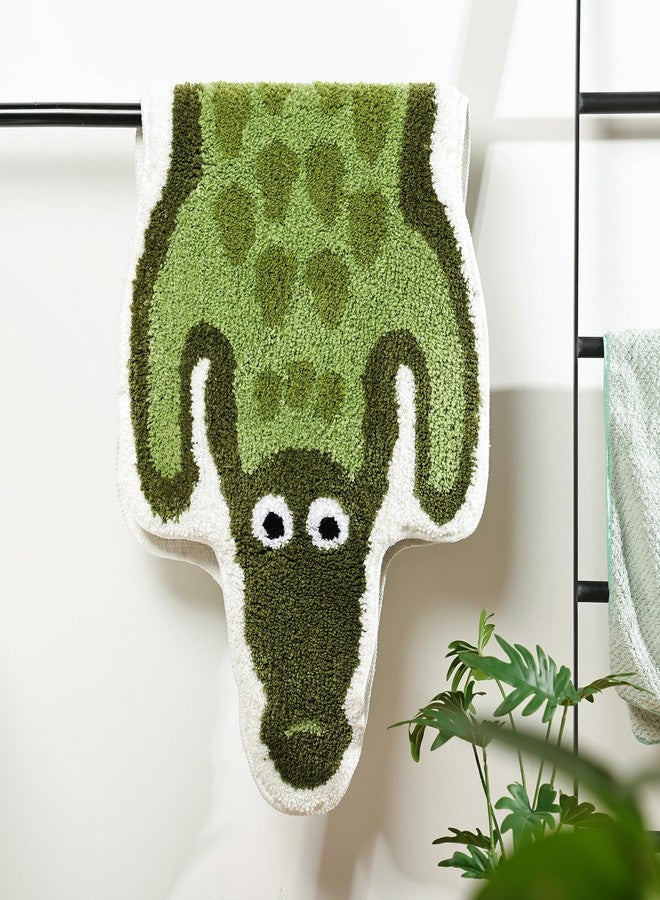 Panstar Crocodile Bath Mat for Bathroom, Cute Animal Bath Mats Non Slip Alligator Shaped Absorbent Bathtub Rug Bathroom Plush Shower Rugs - Image 4