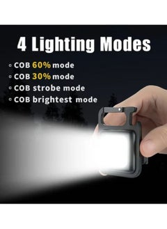 SHOPI Small LED Flashlight, Rechargeable Keychain Mini Flashlight, 4 Light Modes Portable Pocket Light with Folding Bracket Bottle Opener and Magnet Base for Fishing Walking Camping Outdoor Indoor  - Image 3