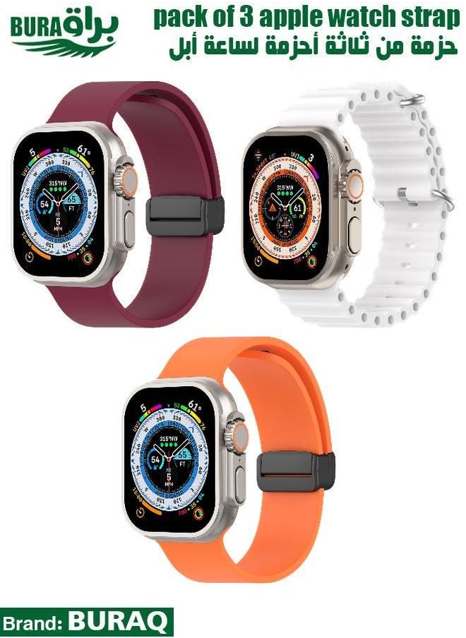 BURAQ - Apple Watch Band Strap For Apple Watch Ultra 2/Ultra 49mm, Series 10 46mm, 9/8/7 45mm, SE2/SE/6/5/4 44mm, 3/2/1 42mm - Image 1