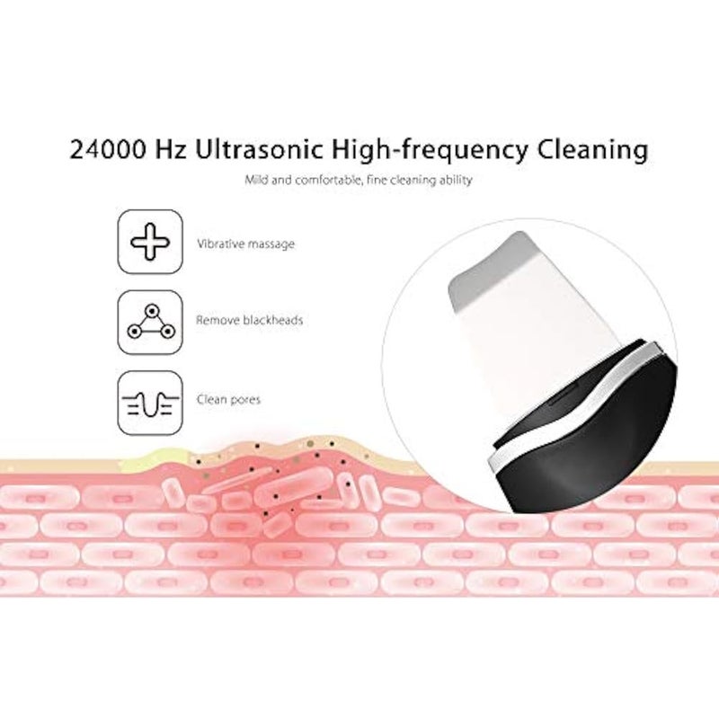 Portable Blackhead Removal Ultrasonic Facial Cleaner Rechargeable Face Skin Scrubber Cleaning Skin Peeling Extractor White - Image 4