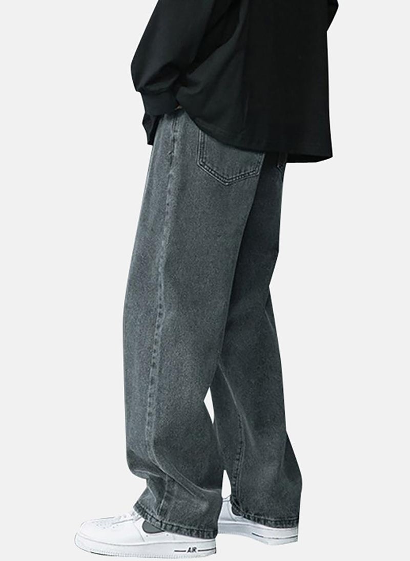 يونيكي جينز بقصة مريحة بلون الفحم - Image 4